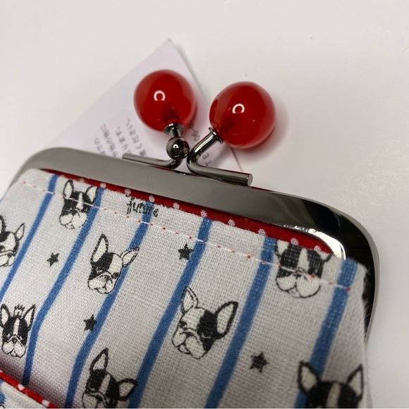 NWT GAMAGUCHI -- WOMANS GRAY FABRIC COIN PURSE: BOSTON TERRIER / FRENCH … - Picture 4 of 6
